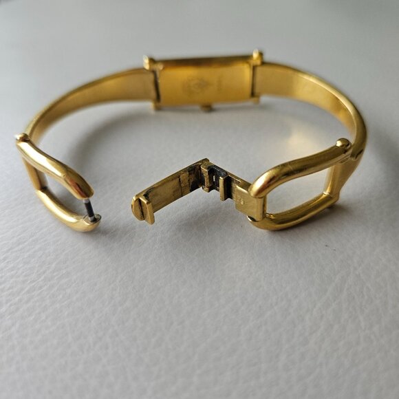 GUCCI Watches 1500L Gold Black Dial Plated Gold Quartz Analog Display Women - Picture 4 of 6